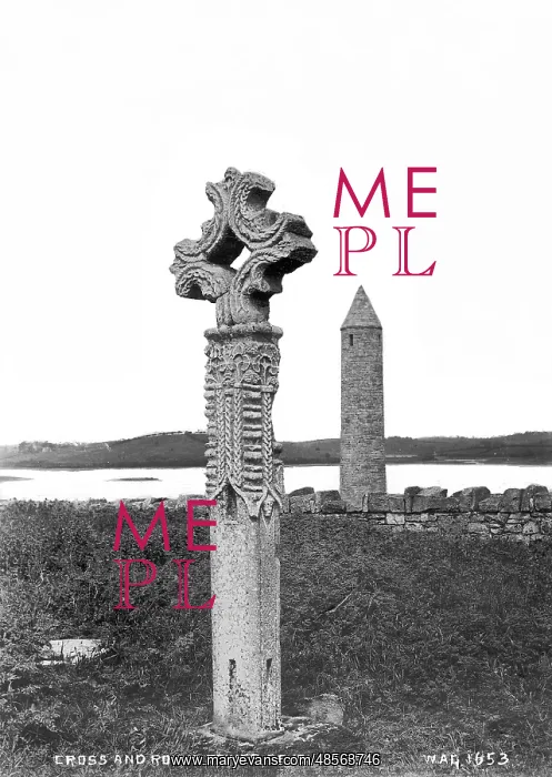 : Cross and Round Tower, Devenish Island : Cross and Round Tower, Devenish Island