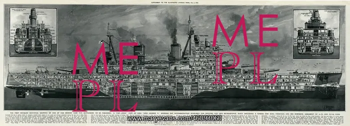 : A Cross-Section of H.M.S. King George V by G. H. Davis : A Cross-Section of H.M.S. King George V by G. H. Davis