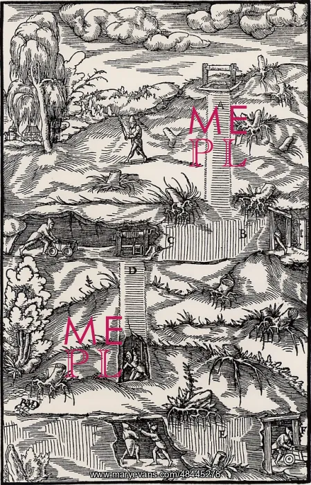 : Cross-section of a mine, showing shaft and galleries : Cross-section of a mine, showing shaft and galleries