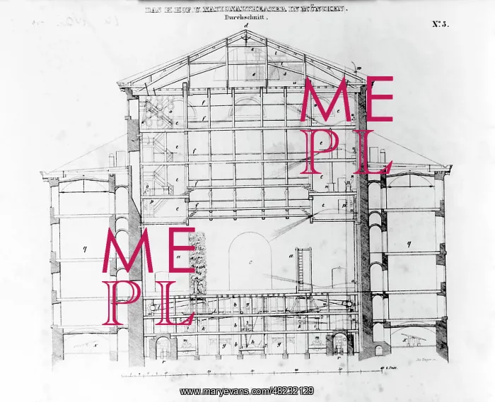 : Cross section of the National Theater in Munich, 1840 : Cross section of the National Theater in Munich, 1840