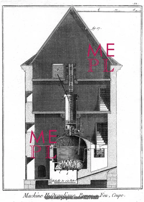 : Cross section of Newcomen-type steam engine attributed : Cross section of Newcomen-type steam engine attributed