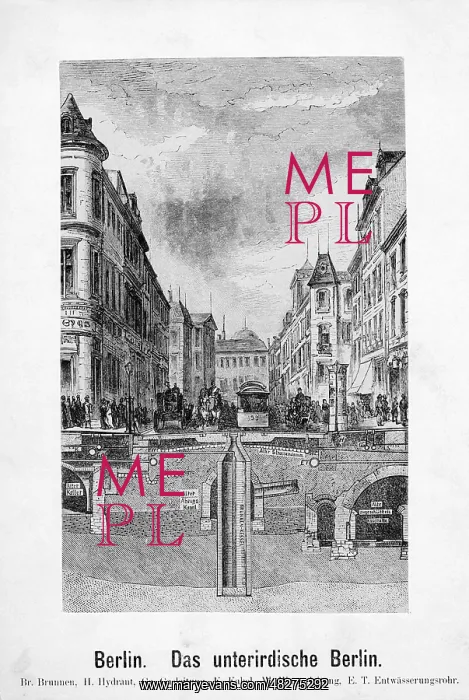 : Cross section of a street in Berlin, around 1880 : Cross section of a street in Berlin, around 1880