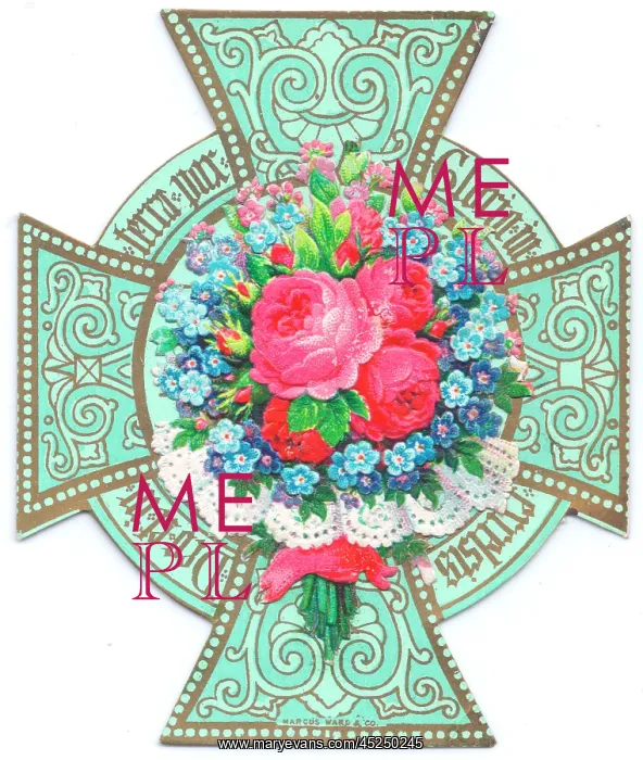 : Cross-shaped Christmas card with flowers : Cross-shaped Christmas card with flowers