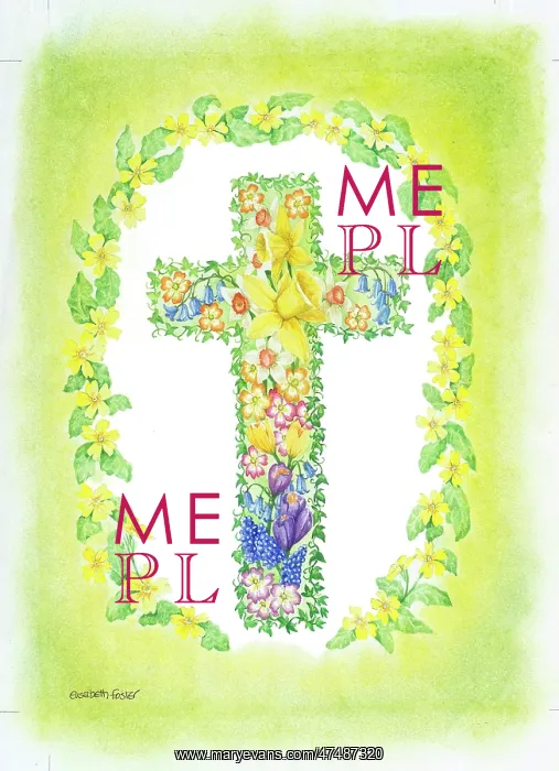 : Cross of Spring Flowers with border of Primroses : Cross of Spring Flowers with border of Primroses