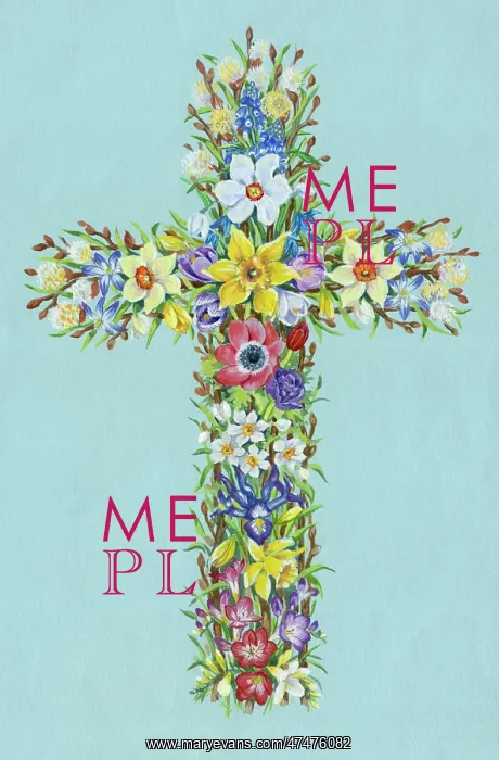 : Cross of spring flowers ' narcissi, crocuses, iris : Cross of spring flowers ' narcissi, crocuses, iris