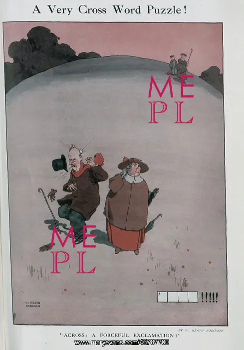 : Cross word exclamation by William Heath Robinson : Cross word exclamation by William Heath Robinson