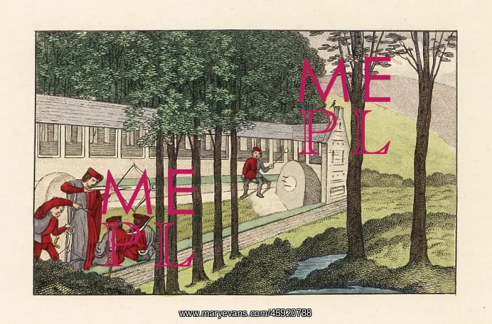 : Crossbow shooting at the butts, 16th century : Crossbow shooting at the butts, 16th century