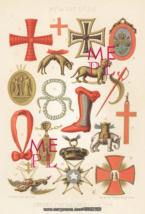 : Crosses and badges of Orders of Chivalry, 12th : Crosses and badges of Orders of Chivalry, 12th