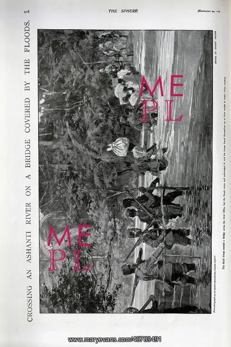 : Crossing a flooded Ashanti River : Crossing a flooded Ashanti River