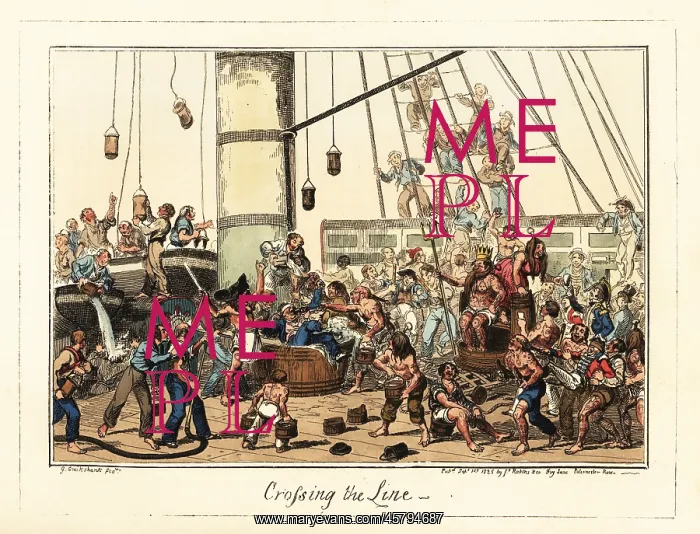 : The Crossing the Line ceremony, Napoleonic era : The Crossing the Line ceremony, Napoleonic era