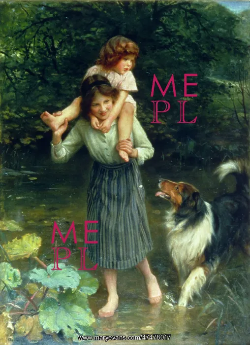 : Crossing the Stream ' children and dog : Crossing the Stream ' children and dog