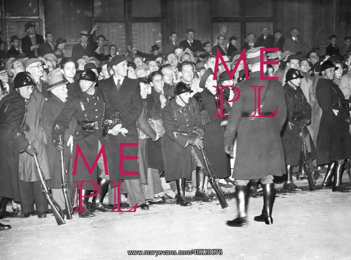 : Crowd in Paris at Chamberlain's arrival, 1938 : Crowd in Paris at Chamberlain's arrival, 1938