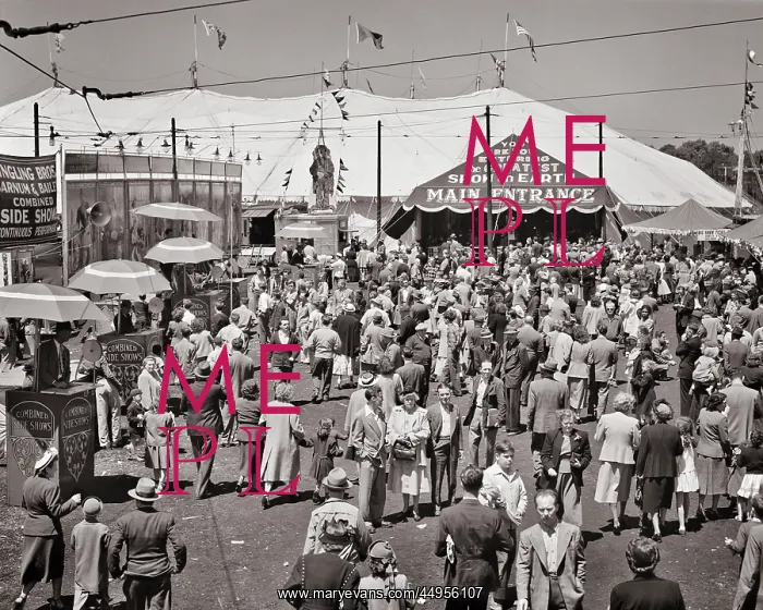 : Crowd of People in Circus Midway Showing Main : Crowd of People in Circus Midway Showing Main