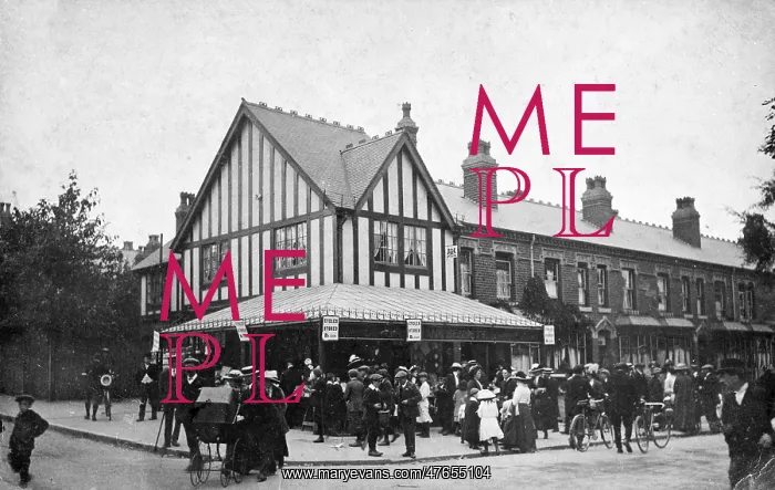: Crowd of people on a street corner, Birmingham : Crowd of people on a street corner, Birmingham
