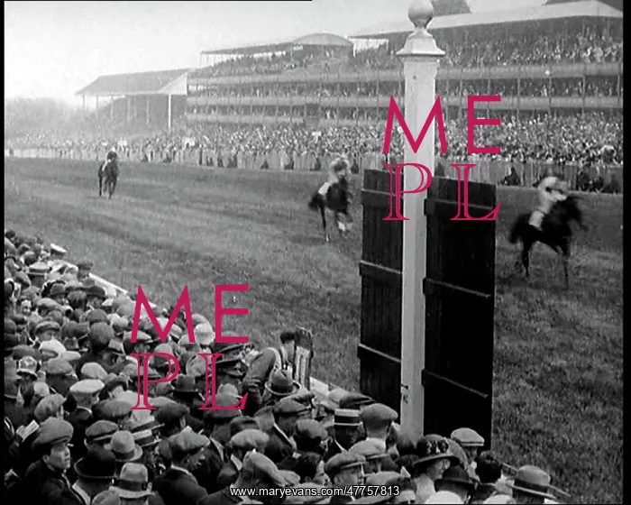 : A Crowd of People Watching Horses Racing at : A Crowd of People Watching Horses Racing at