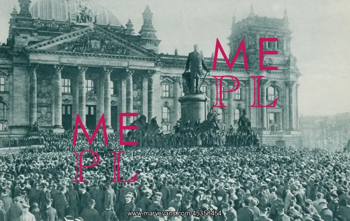 : Crowd at the Reichstag Building, Berlin, at the : Crowd at the Reichstag Building, Berlin, at the