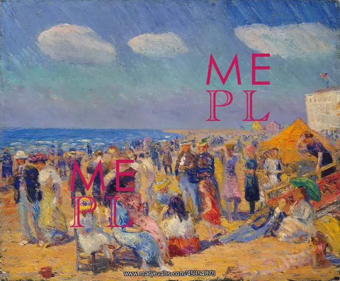 : CROWD AT THE SEASHORE, by William Glackens, 1910 : CROWD AT THE SEASHORE, by William Glackens, 1910