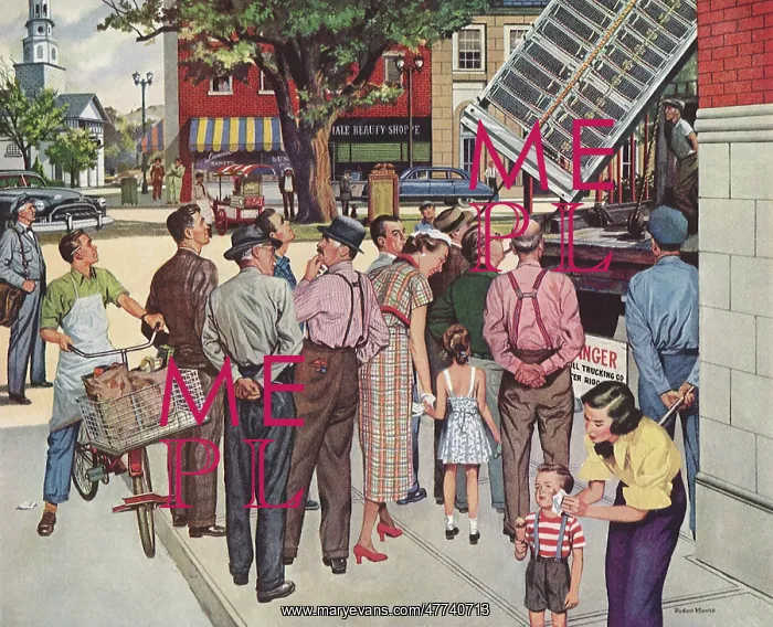 : Crowd watches Phone Network Installation : Crowd watches Phone Network Installation