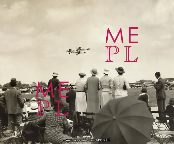 : A Crowd Watching a Formation of Royal Airforce Hawker Ha? : A Crowd Watching a Formation of Royal Airforce Hawker Ha?