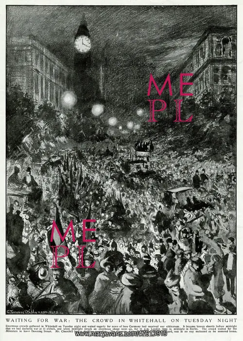  : Crowd in Whitehall, London, outbreak of WW1