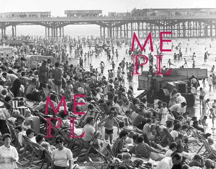 : Crowded Blackpool Beach - 1970 : Crowded Blackpool Beach - 1970