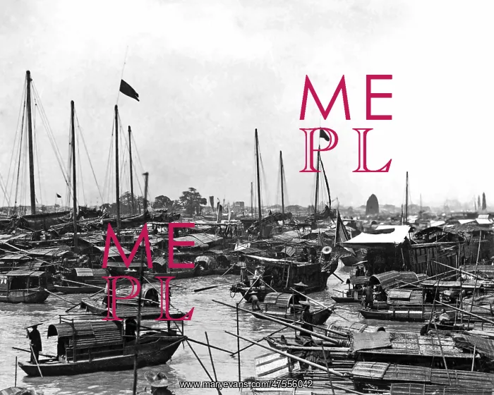 : Crowded harbour scene, Canton(?), China : Crowded harbour scene, Canton(?), China