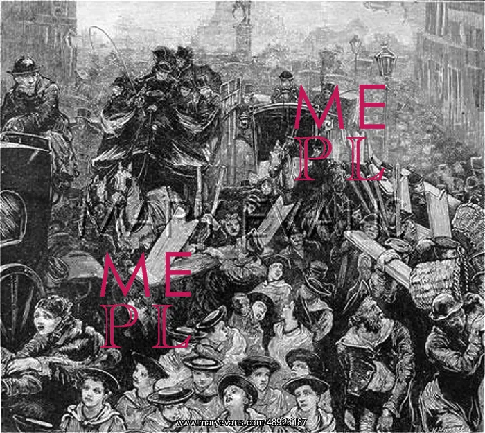 : Crowds in a London street 1874 : Crowds in a London street 1874