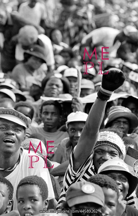 : Crowds seated on the ground at an ANC (African : Crowds seated on the ground at an ANC (African
