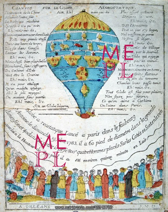  : Crowds watch the launch of the Globe Balloon, Paris 1783