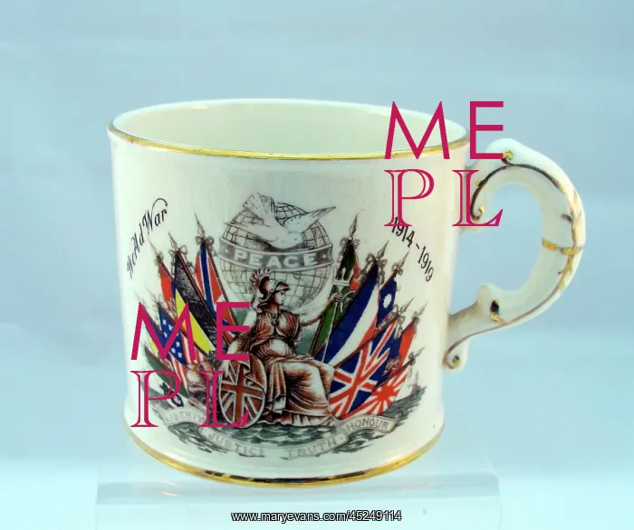 : Crown Devon china mug with flags of the Allies : Crown Devon china mug with flags of the Allies