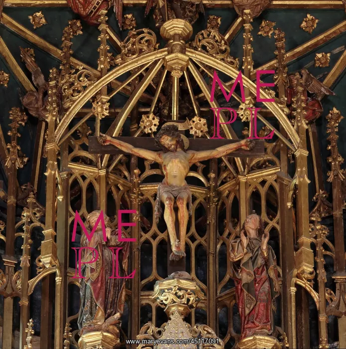: Crucifixion, Altarpiece, Old Cathedral, Coimbra, Portugal : Crucifixion, Altarpiece, Old Cathedral, Coimbra, Portugal