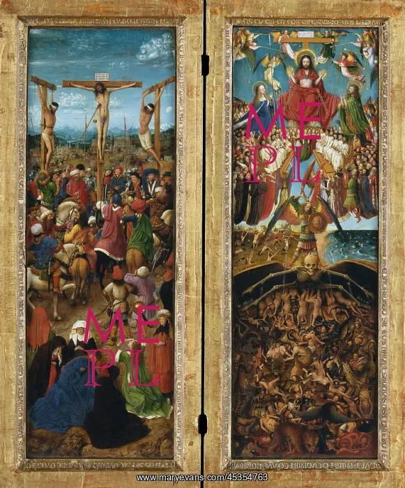 : THE CRUCIFIXION, THE LAST JUDGMENT, by Jan van Eyck : THE CRUCIFIXION, THE LAST JUDGMENT, by Jan van Eyck