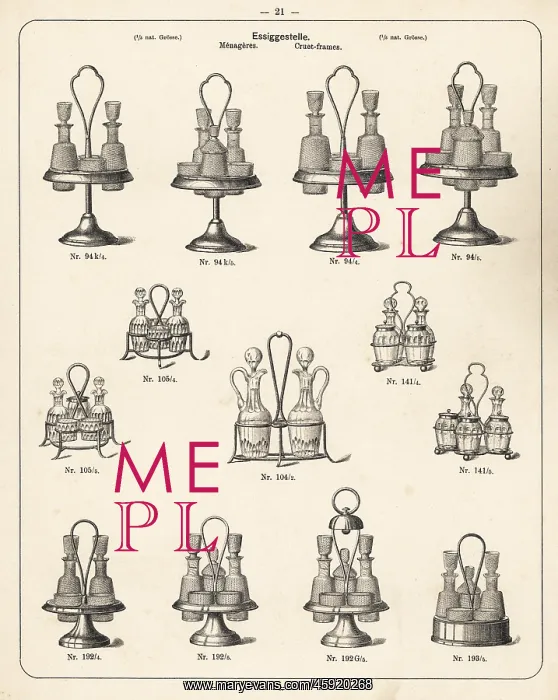 : Cruet frames in wire and glass : Cruet frames in wire and glass
