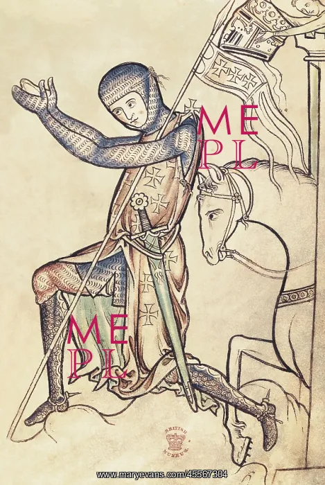 : Crusader knight praying. Manuscript of the 12th : Crusader knight praying. Manuscript of the 12th