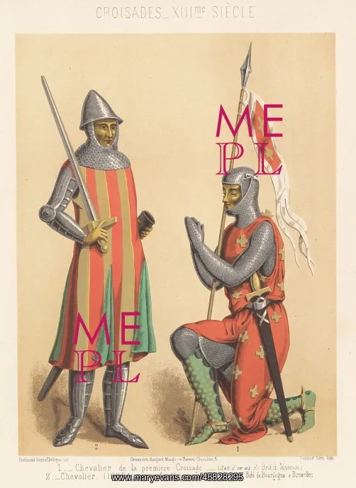 : Crusader knights in chainmail armour, 13th century : Crusader knights in chainmail armour, 13th century