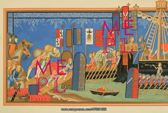 : Crusades. Embarkation of knights of the Order : Crusades. Embarkation of knights of the Order