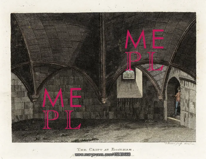 : The crypt of Holy Trinity Church, Bosham, 1783 : The crypt of Holy Trinity Church, Bosham, 1783