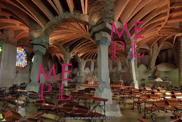 : Crypta Guell, Colonia Guell, Barcelona, Catalonia, Spain : Crypta Guell, Colonia Guell, Barcelona, Catalonia, Spain
