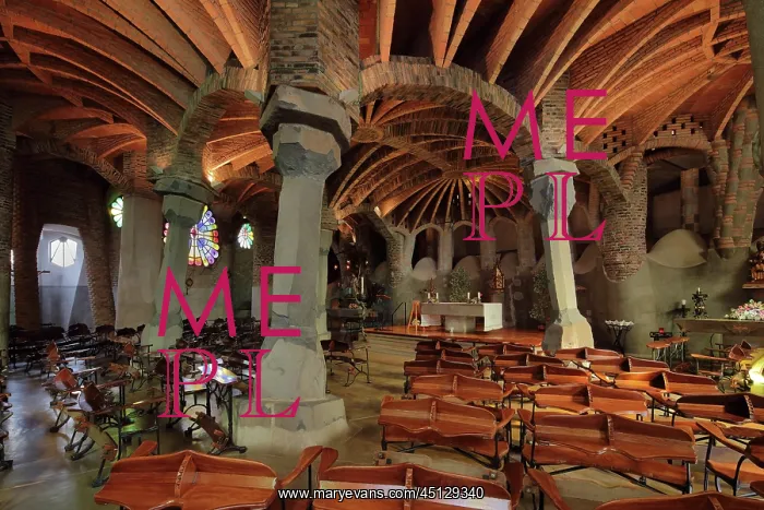 : Crypta Guell, Colonia Guell, Barcelona, Catalonia, Spain : Crypta Guell, Colonia Guell, Barcelona, Catalonia, Spain
