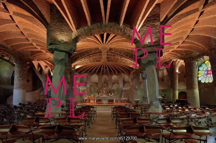 : Crypta Guell, Colonia Guell, Barcelona, Catalonia, Spain : Crypta Guell, Colonia Guell, Barcelona, Catalonia, Spain