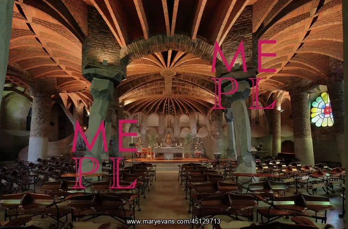 : Crypta Guell, Colonia Guell, Barcelona, Catalonia, Spain : Crypta Guell, Colonia Guell, Barcelona, Catalonia, Spain