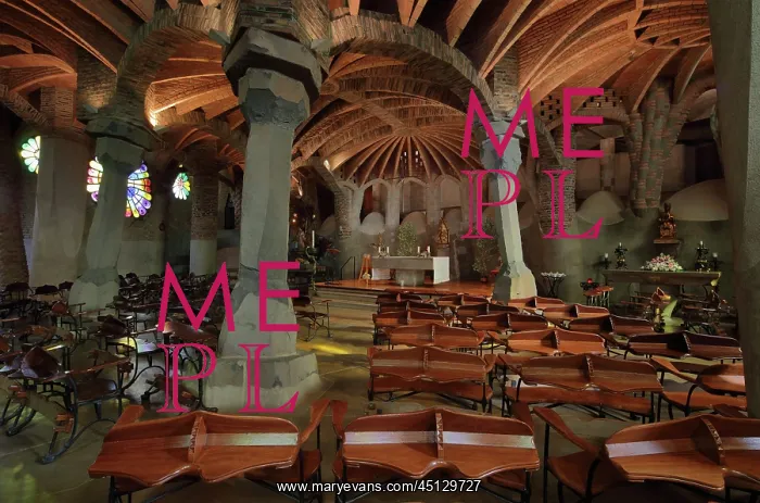 : Crypta Guell, Colonia Guell, Barcelona, Catalonia, Spain : Crypta Guell, Colonia Guell, Barcelona, Catalonia, Spain