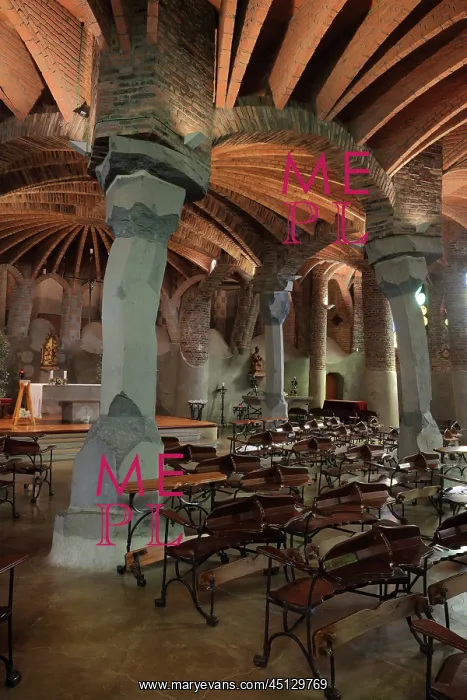 : Crypta Guell, Colonia Guell, Barcelona, Catalonia, Spain : Crypta Guell, Colonia Guell, Barcelona, Catalonia, Spain