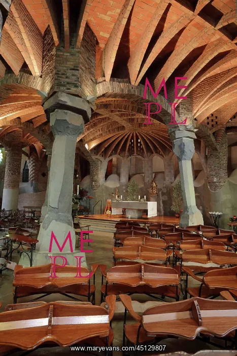 : Crypta Guell, Colonia Guell, Barcelona, Catalonia, Spain : Crypta Guell, Colonia Guell, Barcelona, Catalonia, Spain