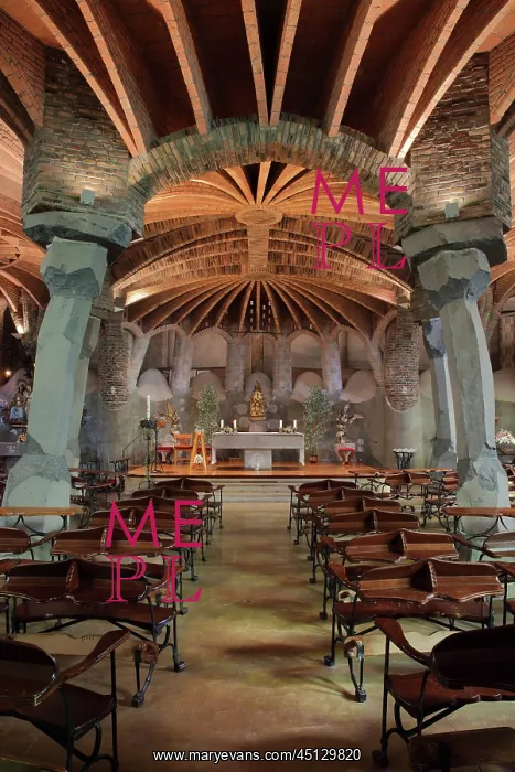 : Crypta Guell, Colonia Guell, Barcelona, Catalonia, Spain : Crypta Guell, Colonia Guell, Barcelona, Catalonia, Spain