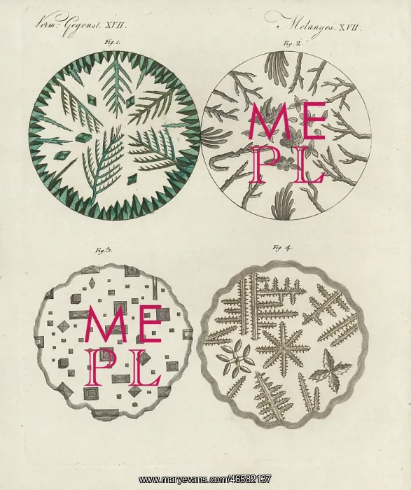 : Crystals of verdigris, boric acid, common salt : Crystals of verdigris, boric acid, common salt