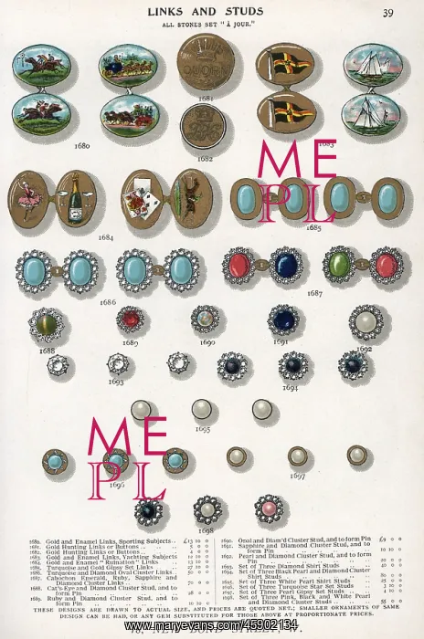 : Cuff links and shirt studs in gold and enamel : Cuff links and shirt studs in gold and enamel
