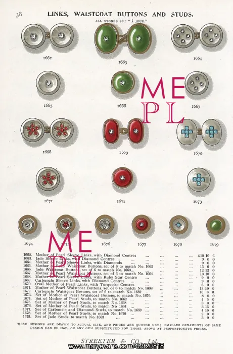 : Cuff links, waistcoat buttons, shirt studs : Cuff links, waistcoat buttons, shirt studs