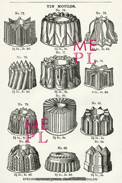 : Culinary moulds in tin 1887 : Culinary moulds in tin 1887
