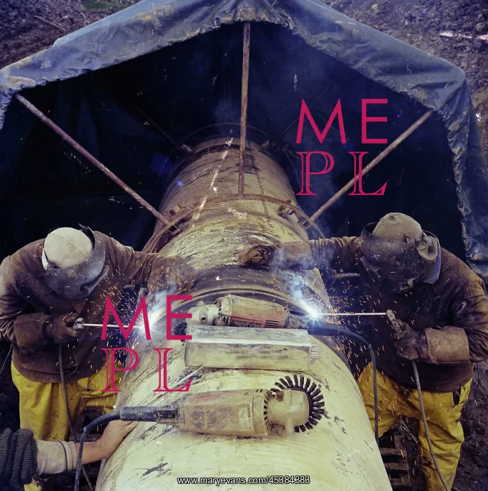 : Cumbria. Welders at work on the Brampton pipeline.In 1975 : Cumbria. Welders at work on the Brampton pipeline.In 1975